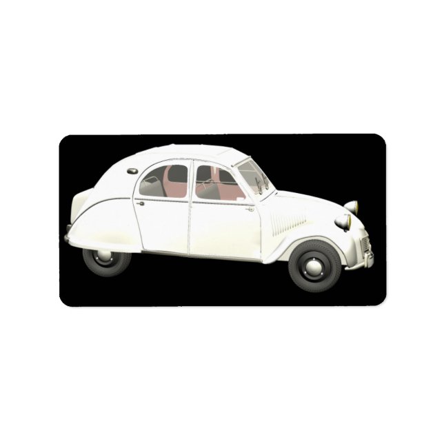 White Citroen 2CV Label (Front)