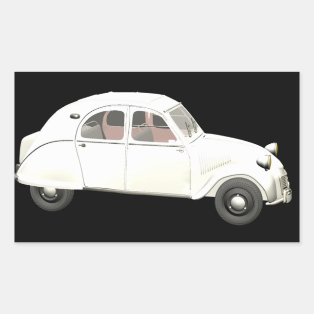 White Citroen 2CV Rectangular Sticker (Front)