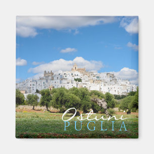 White city Ostuni, Puglia text magnet
