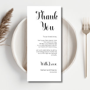 White Classic Elegant Place Setting Thank You Card