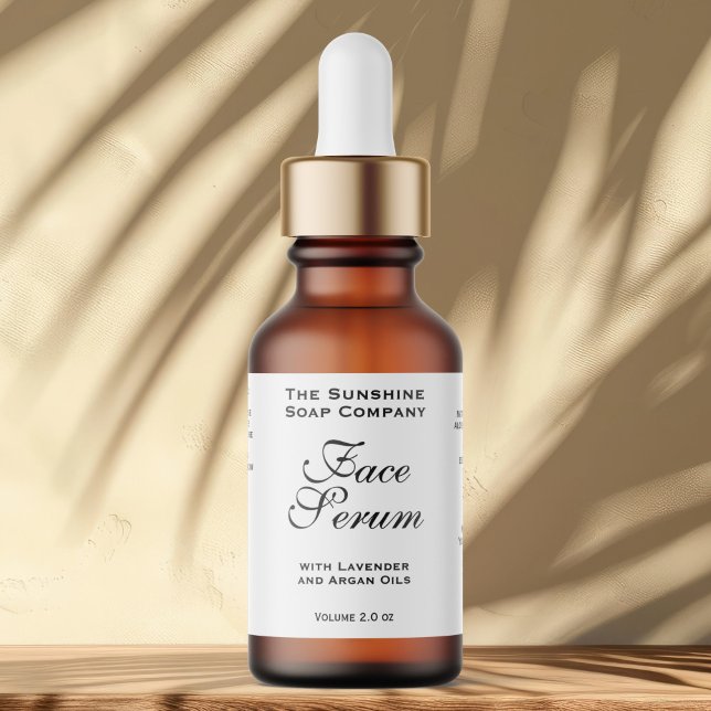 White Classic Face Serum Dropper Bottle Label (Creator Uploaded)
