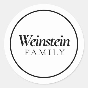 White Classic Family Name Purim Sticker