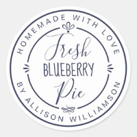 White Classic Homemade Blueberry Pie Label
