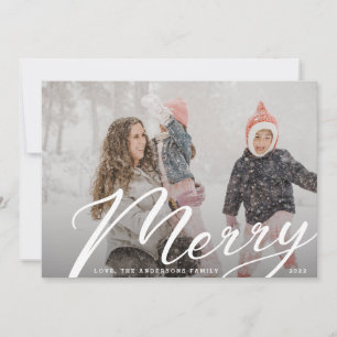 White Classic Merry Christmas Photo Holiday Card