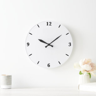 White Classic Plain And Simple Solid Colour Large Clock