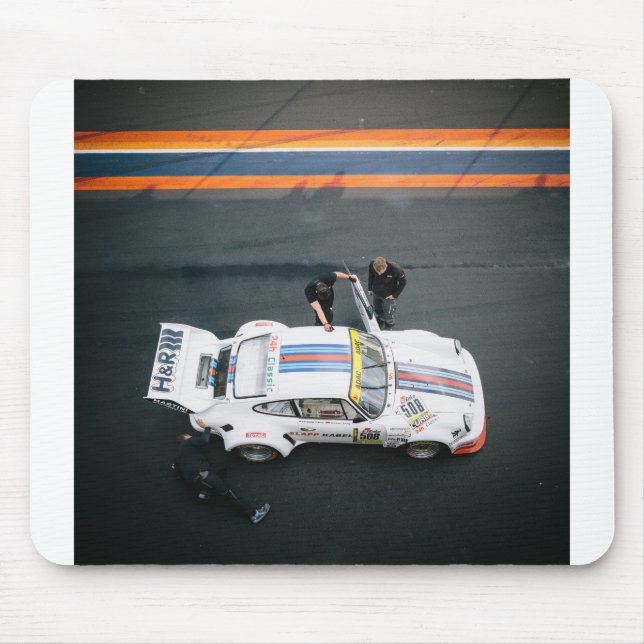 White classic race car mouse pad (Front)