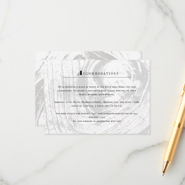 White Classic Rustic Woodgrain Winter Wedding  Enclosure Card (Front/Back In Situ)