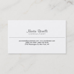 White Classic Script Dot Line Business Card