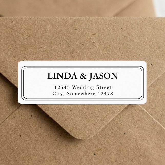 White Classic Script Wedding Return Address (White classic script address labels add timeless elegance to your wedding stationery.)