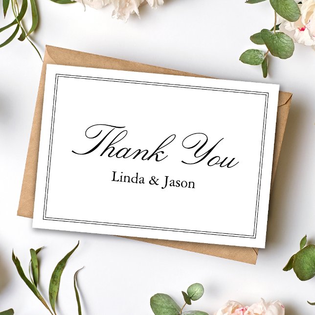 White Classic Script Wedding Thank You Card (Creator Uploaded)