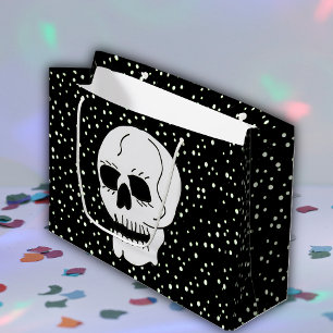White Classic Skull Halloween Goth Large Gift Bag