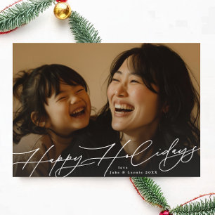 White Classic Splendour Photo Happiest Holiday Card