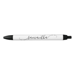 White Classy Curved Swash Signature Name Black Ink Pen