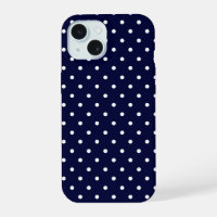 White Classy Polka Dot Pattern On Navy Blue