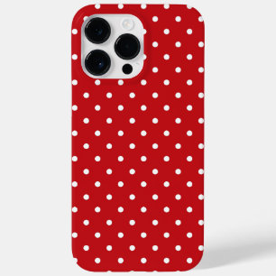 White Classy Polka Dots Pattern On Festive Red  Case-Mate iPhone 14 Pro Max Case
