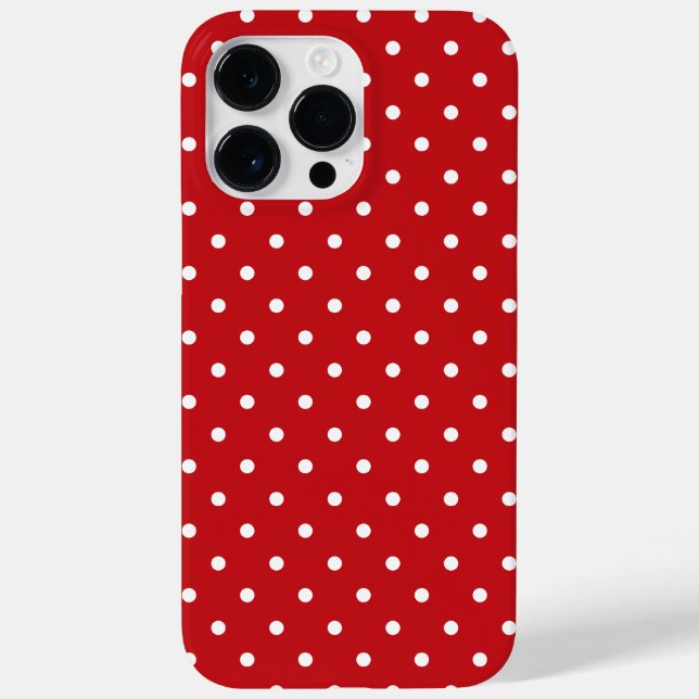 White Classy Polka Dots Pattern On Festive Red  Case-Mate iPhone Case (Back)