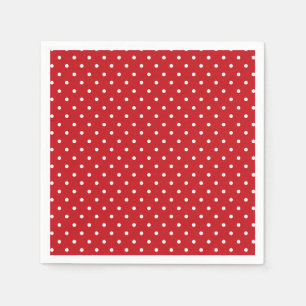 White Classy Polka Dots Pattern On Festive Red  Napkin