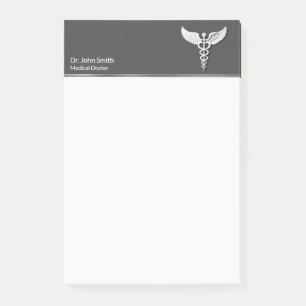 White Clean Detailed Caduceus Warm Grey Medical Post-it Notes
