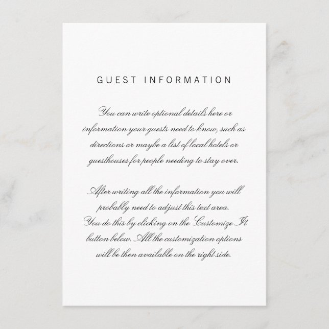 White Clean Elegant Wedding Insert Card (Front)