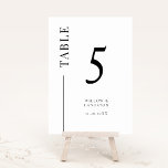 White Clean Line Wedding Table Number<br><div class="desc">Simple and modern wedding table number featuring a line on the side. The colour is in white and black.</div>