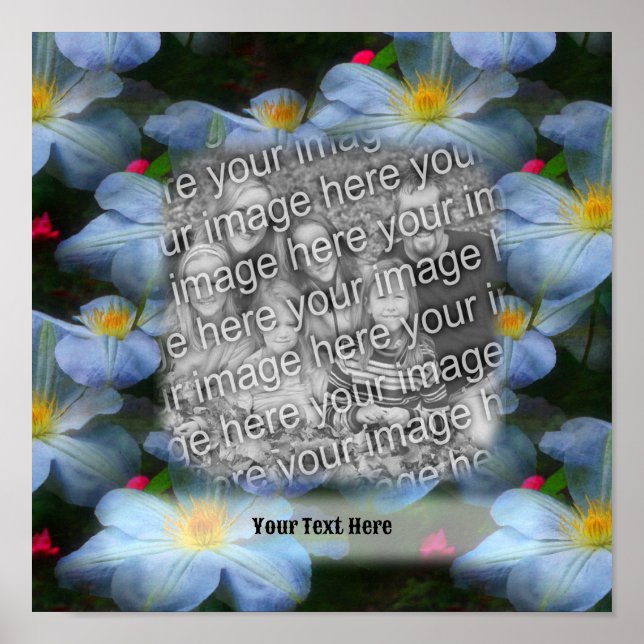 White Clematis Flower Frame Create Your Own Photo  Poster (Front)