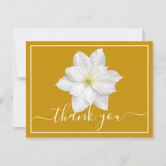 White Clematis Flower Mustard Background Thank You Postcard
