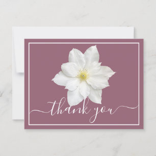 White Clematis Flower Plum Background Thank You Postcard