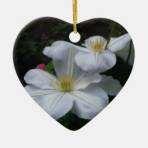 White Clematis Pair Flower Ornament