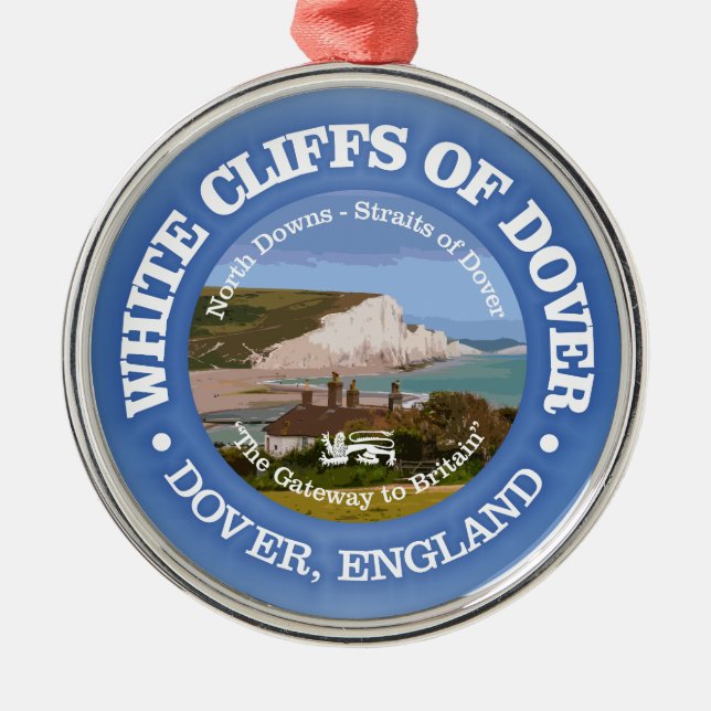 White Cliffs of Dover (rd) Metal Tree Decoration (Front)