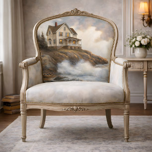 White Cliffside House At Sea Decoupage Tissue Paper