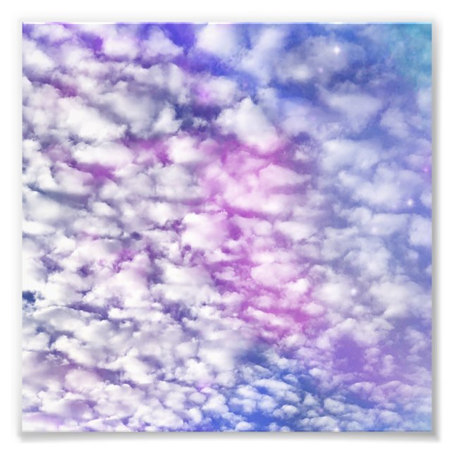 White Cloud with Blue Sky Space Photo Print (Front)