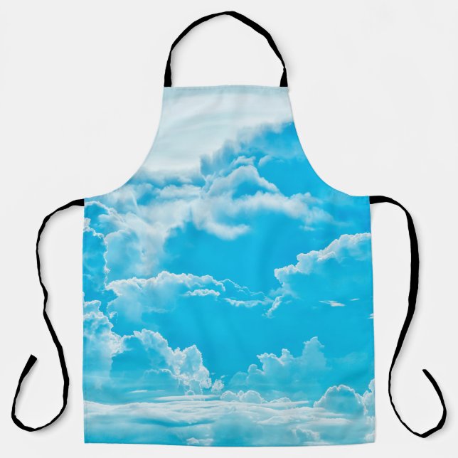 white clouds and bright blue sky background,panora apron (Front)