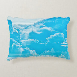 white clouds and bright blue sky background,panora decorative cushion