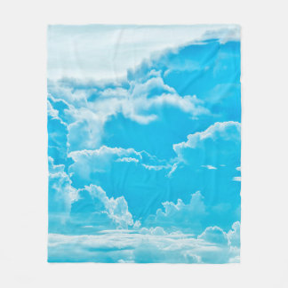 white clouds and bright blue sky background,panora fleece blanket
