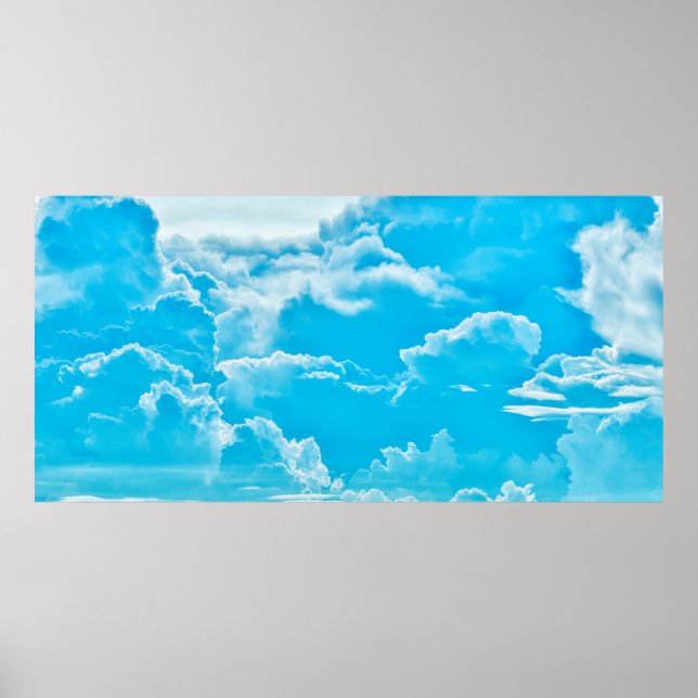 white clouds and bright blue sky background,panora poster (Front)