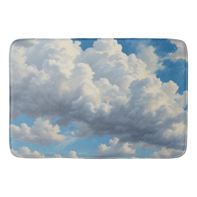 White Clouds and Clear Blue Sky Bath Mat (Front)