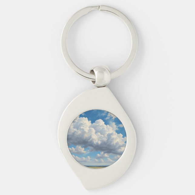 White Clouds and Clear Blue Sky Key Ring (Front)