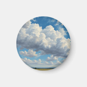 White Clouds and Clear Blue Sky Magnet