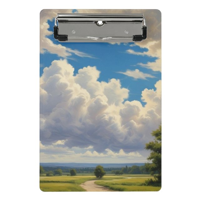 White Clouds and Clear Blue Sky Mini Clipboard (Front)