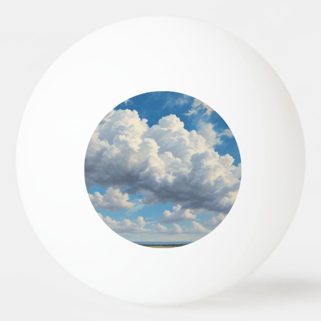 White Clouds and Clear Blue Sky Ping Pong Ball (Front)