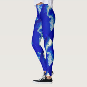 white clouds blue sky leggings