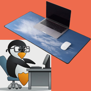 White Clouds Blue Sky Modern Photo Desk Mat