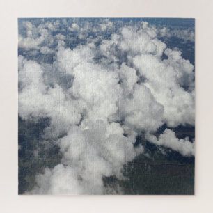 White Clouds Blue Sky Pattern Jigsaw Puzzle