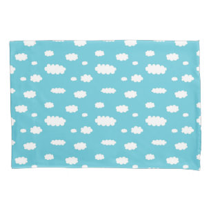 White Clouds on a Blue Sky Background Pillowcase