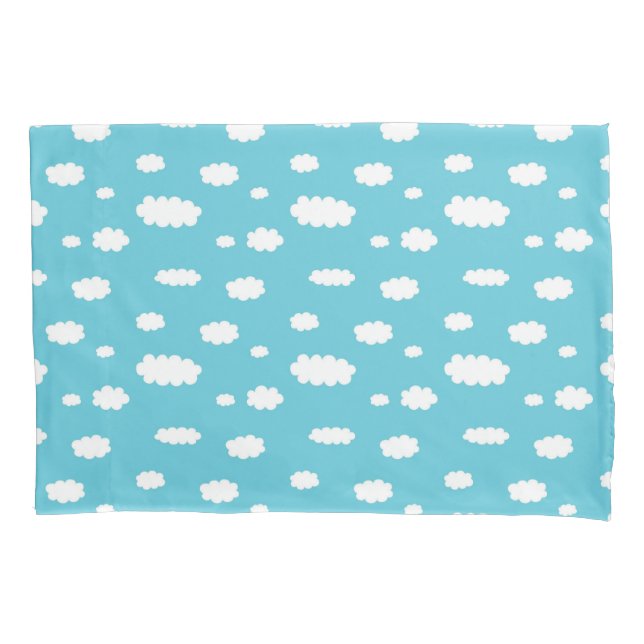 White Clouds on a Blue Sky Background Pillowcase (Front)
