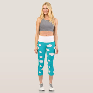 White Clouds on Blue Sky Capri Leggings – Dreamy
