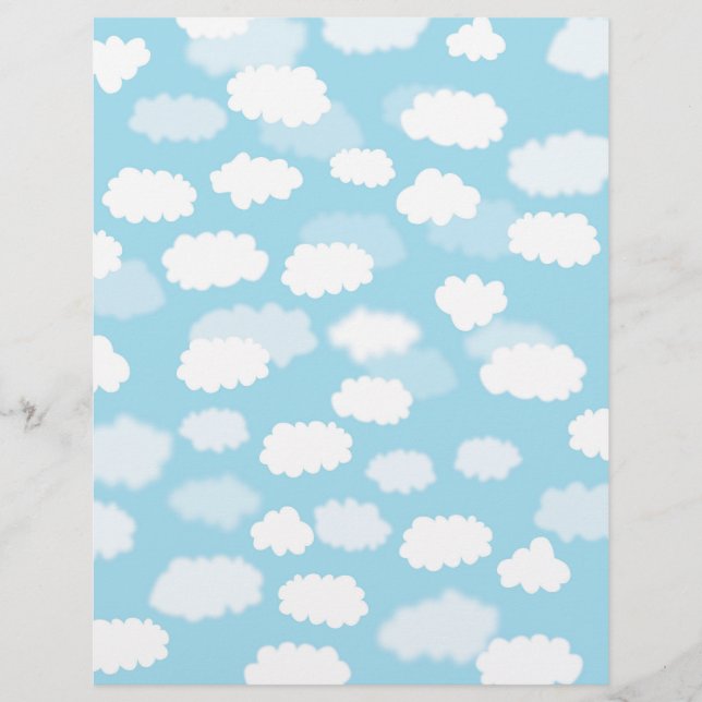 White clouds on blue sky paper print (Front)