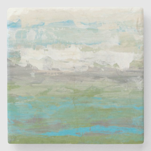 White Clouds Overlooking Beautiful Landscape Stone Coaster (Front)