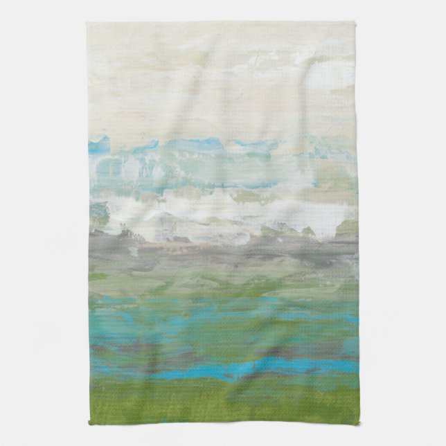 White Clouds Overlooking Beautiful Landscape Tea Towel (Vertical)