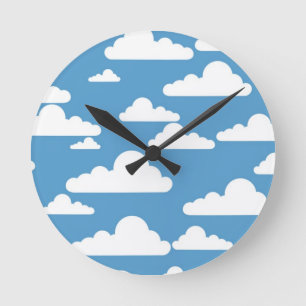 WHITE CLOUDS ROUND CLOCK